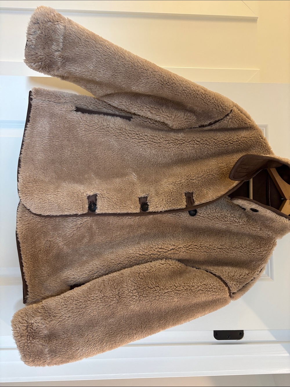 Women Taupe Sherpa Jacket - Plush Cozy Coat